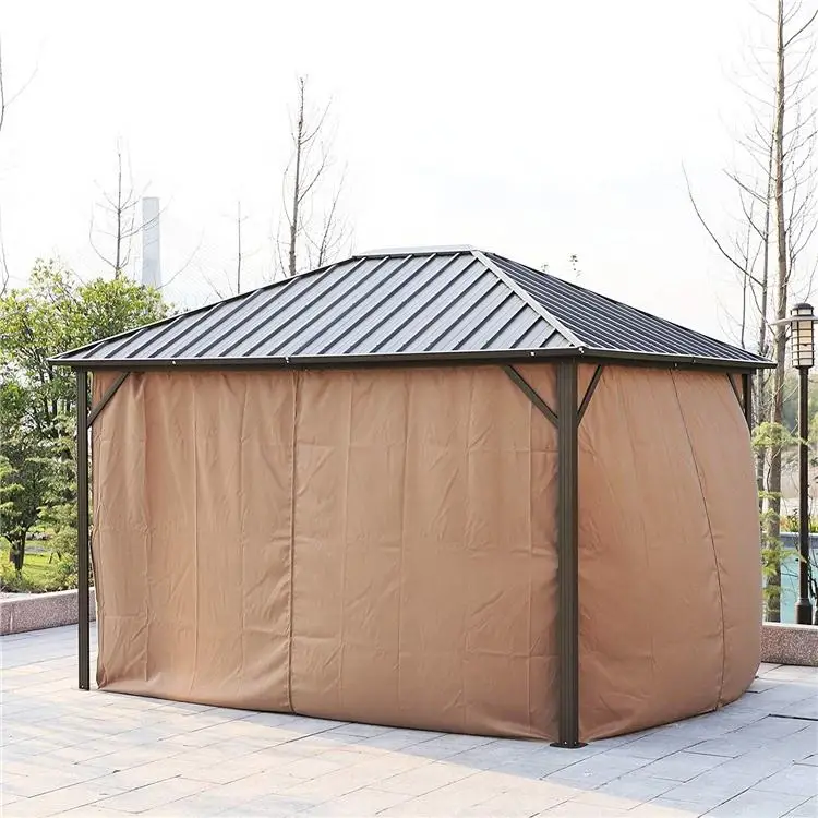 Outdoor aluminum alloy pavilion  garden waterproof and wind resistant mosquito net hardtop gazebo
