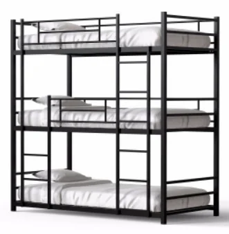 Modern Wooden Bed Furniture 3 Tier Kids Bed Triple Bunk Bed for Child Metal 10 Sets 10 Years on Normal Use ISO9000 & ISO14001