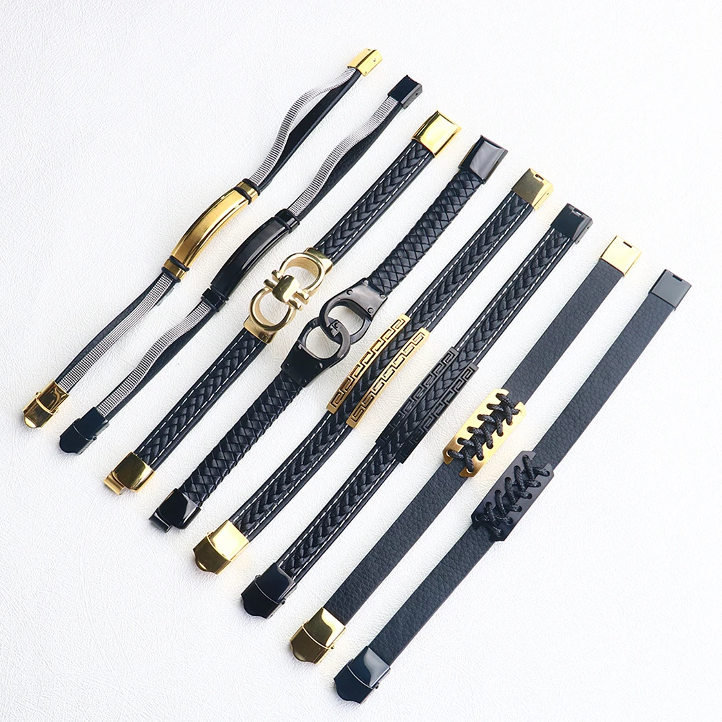 Powell Fashion Jewelry Personalized Custom Bracelet Stainless Steel Homme Jewelry Wristbands Leather Bracelet For Men