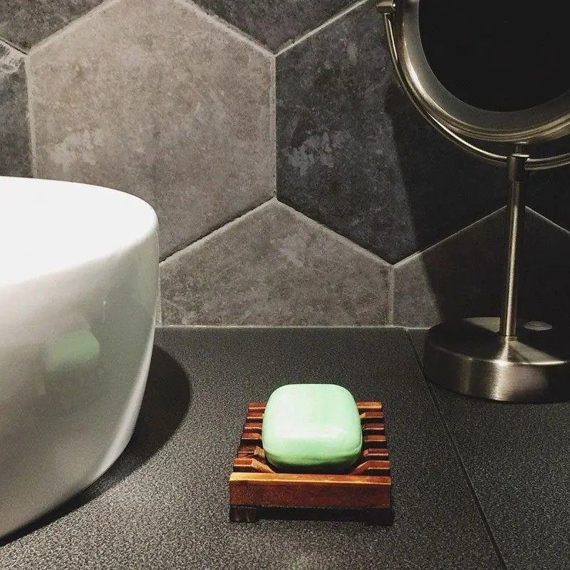 cheap Soap Dishes Wooden Soap Tray Holder Storage Soap Rack Plate Box Container for Bath Shower Bathroom