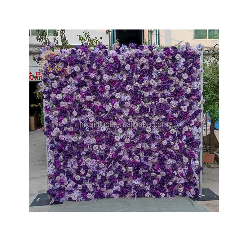 Lilac Flower Wall  Romantic Purple Lavender Rose Flower Backdrop Wedding Decoration
