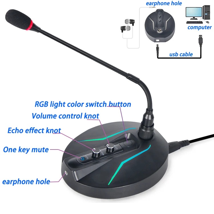 Супер чистый звук Качество Usb гусиная шея микрофон конференц-Запись компьютер игровой Голосовой чат