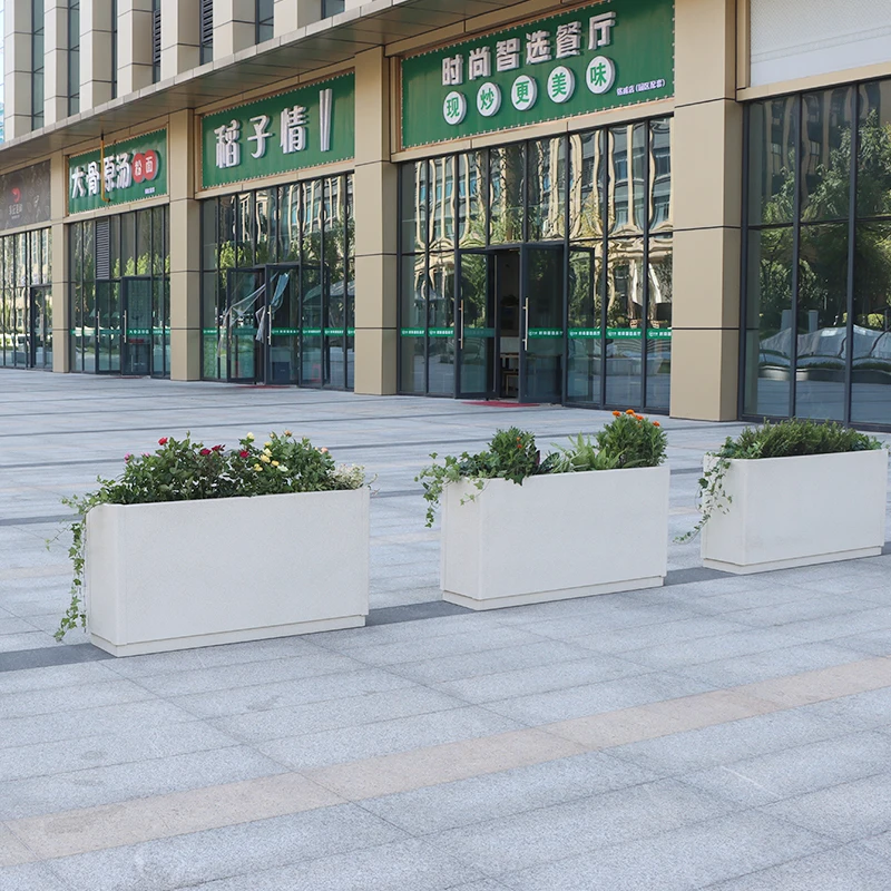 wholesale outside indoor long large rectangular planter box garden big metal flower pot for home and public decoration