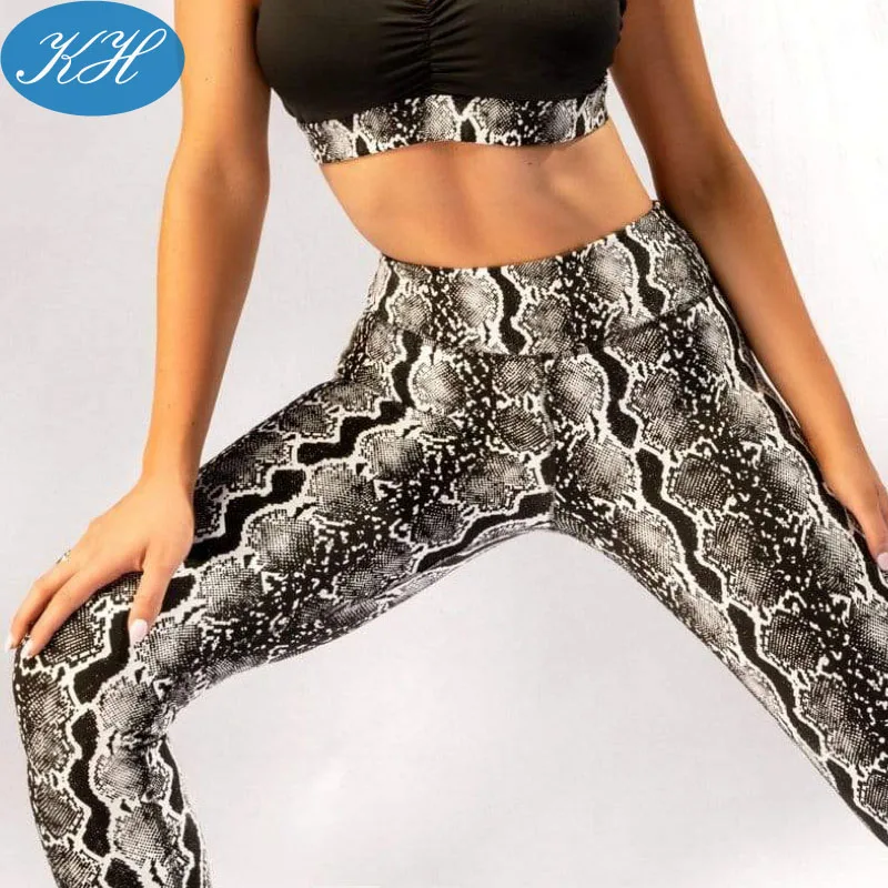 Custom Snake Print Pole Dancing Leggings Recycled Fabric Anti Slip Grip Sticky Pole Pants