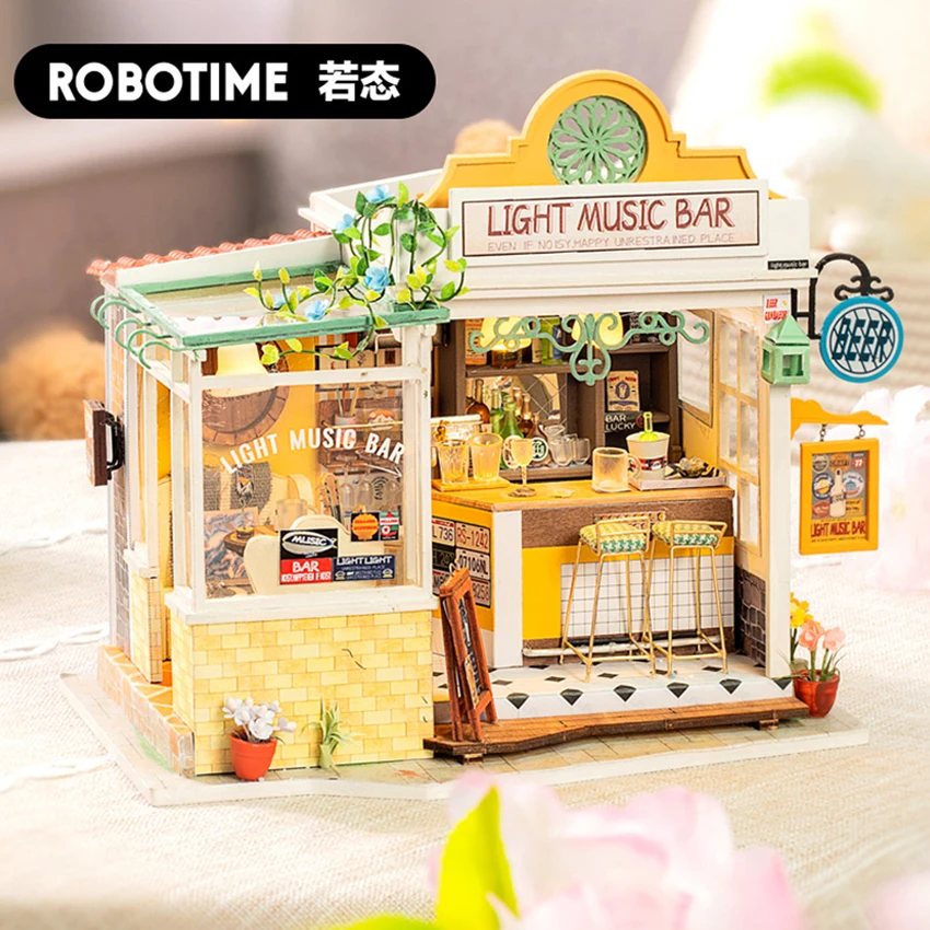 Robotime Rolife креативные подарки DG147 легкая музыкальная панель деревянные пазлы для взрослых миниатюры дома поделки из дерева