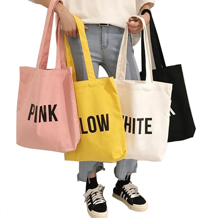 Customized recyclable colorful printing OEM cotton tote canvas shopping bag