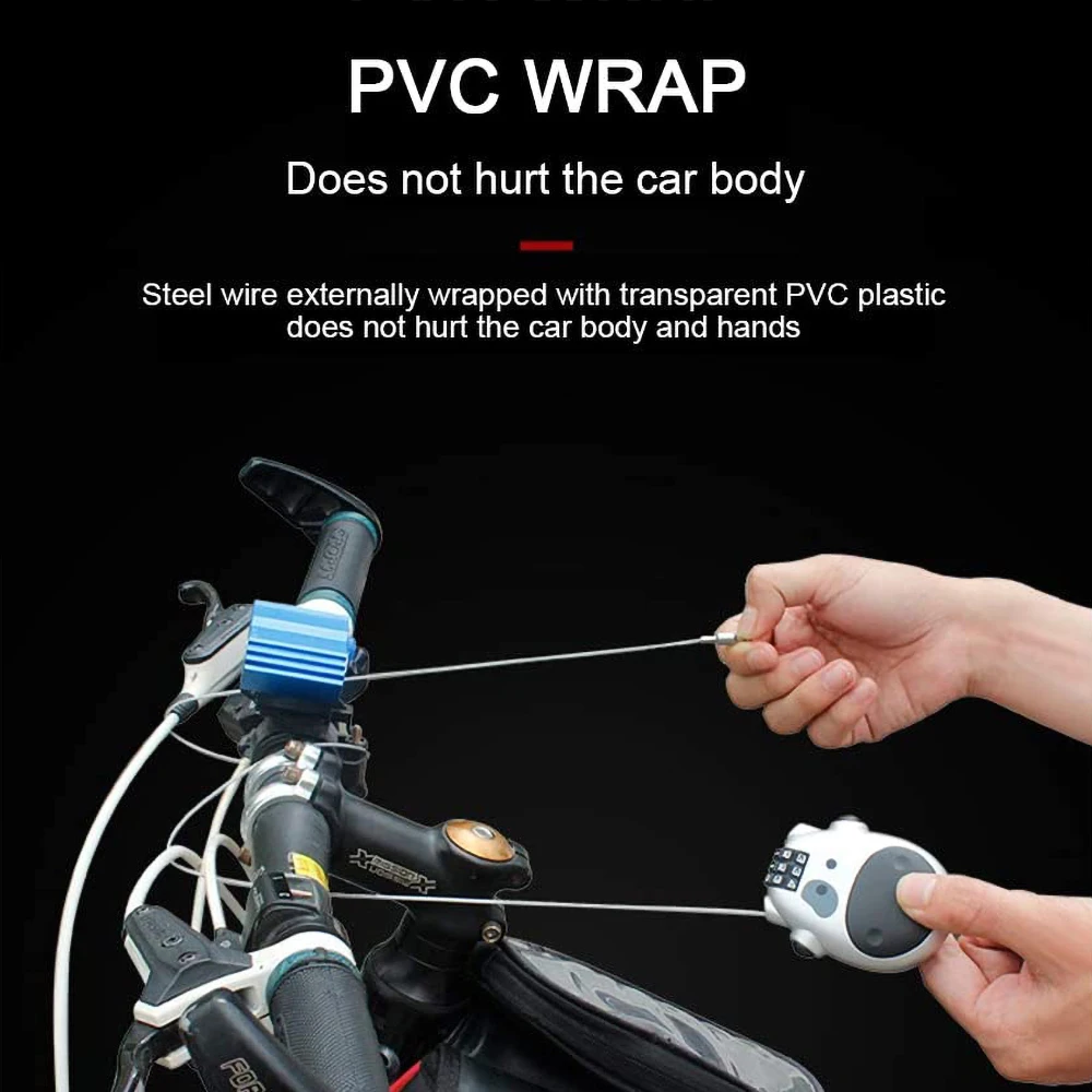 Bicycle Lock Anti-theft Motorcycle Helmet Code Lock Telescopic Steel Cable Electric Bike Combination Padlock Bike Accessories