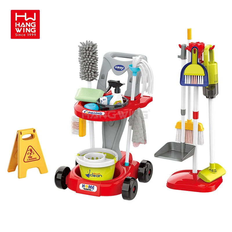 HW Multi-style Preschool Pretend Simulation Play House Kids Toy Electric Cleaning Cart Tool Set with Vacuum Cleaner