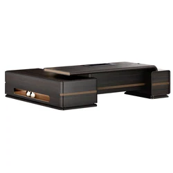 Black Ceo director manager executive commercial furniture chair and table  boss wooden desk solid wood office desks