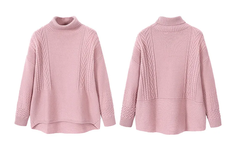 FYB Custom Long Sleeve Solid Color High Neck Pullover Female Winter Casual Women Knitted Sweater
