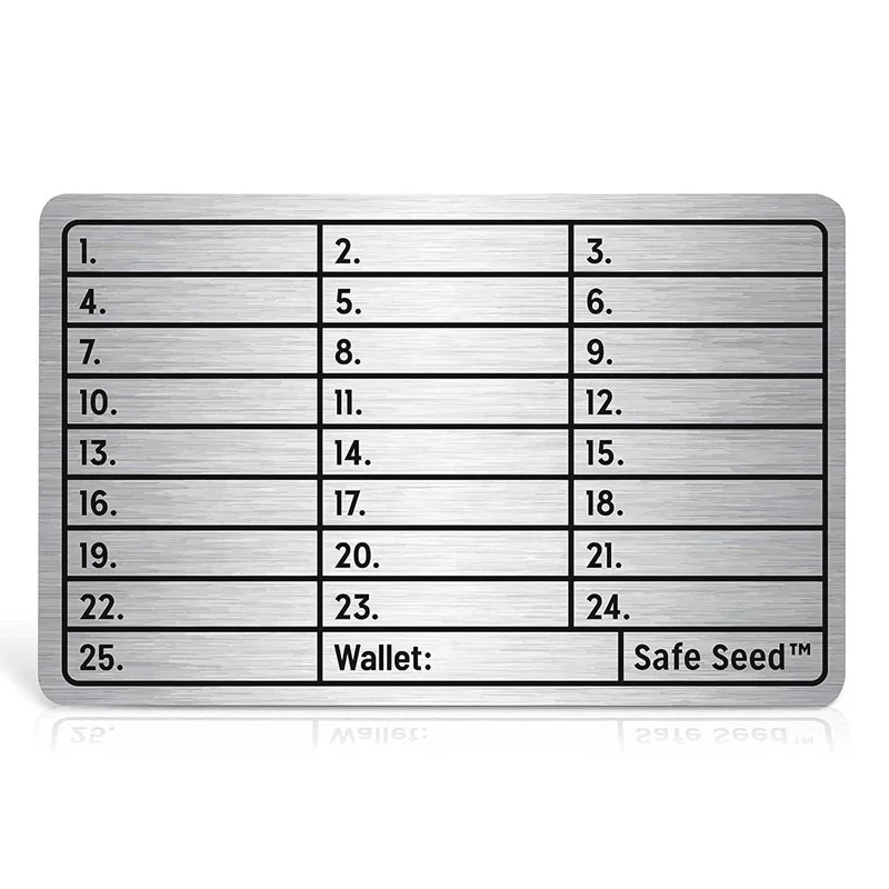 Customised Metal Nameplates Metal Nameplate Numbered Stainless Steel Crypto Seed Phrase Storage Plates