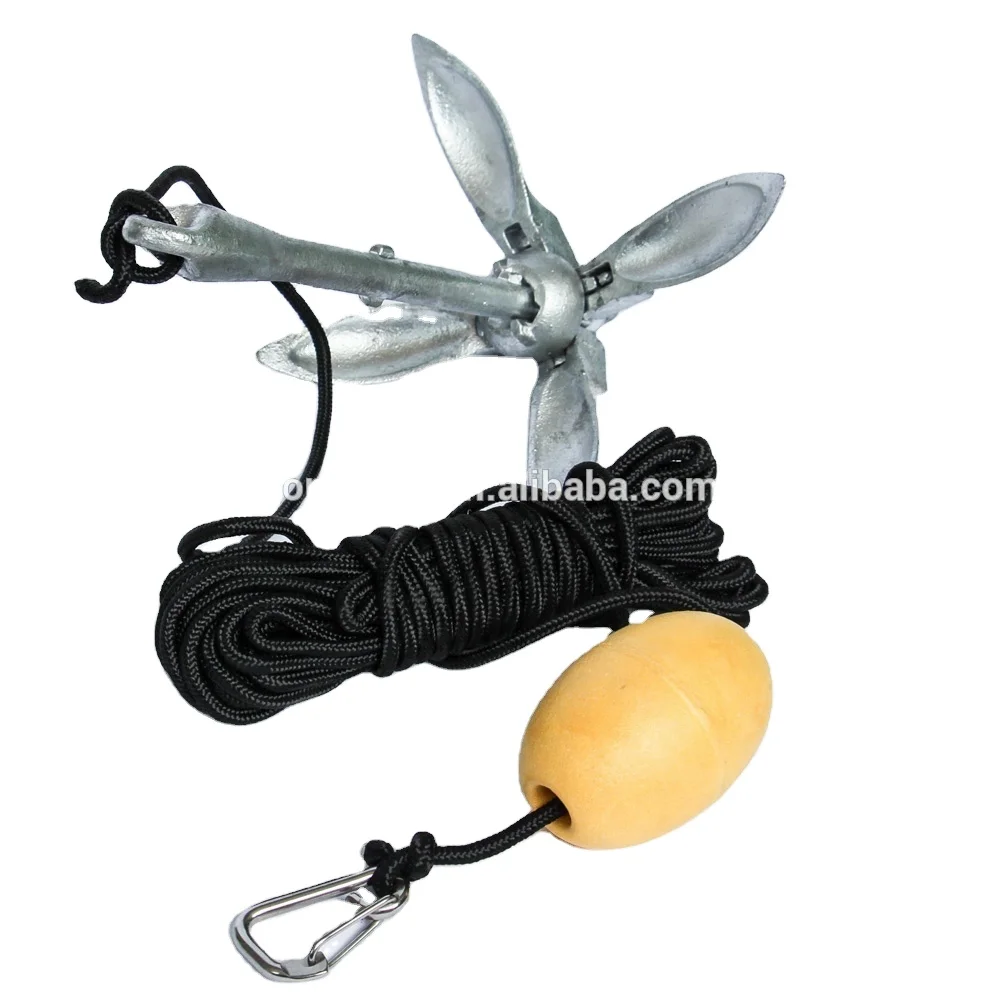 Small Boats and Jet Skis - 3.3 lb Galvanized Iron Folding Grapnel anchor for kayak