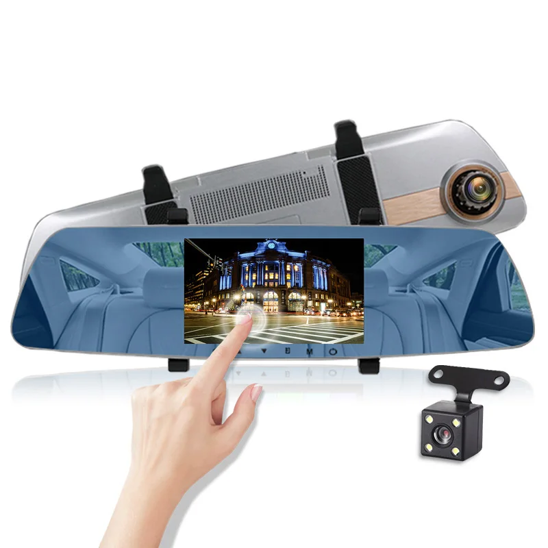 New car DVR full HD 1080P 5 inch touch screen recorder night vision camera double rearview mirror automatic mirror sprint camera