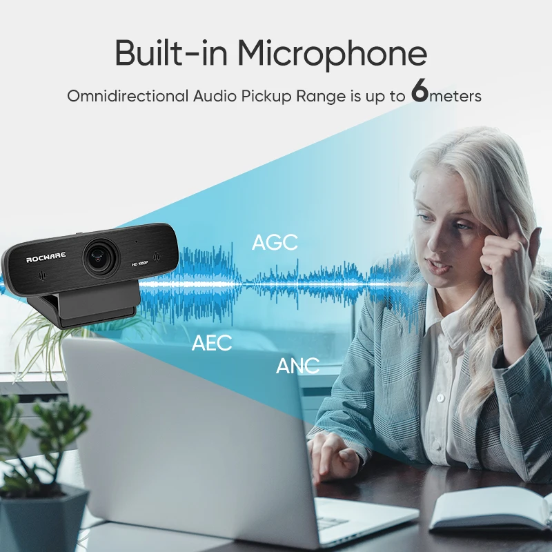 Rocware веб-конференций все в одном 1080P Мини hd придают веб-камера usb видеоконференции eptz камера системы с