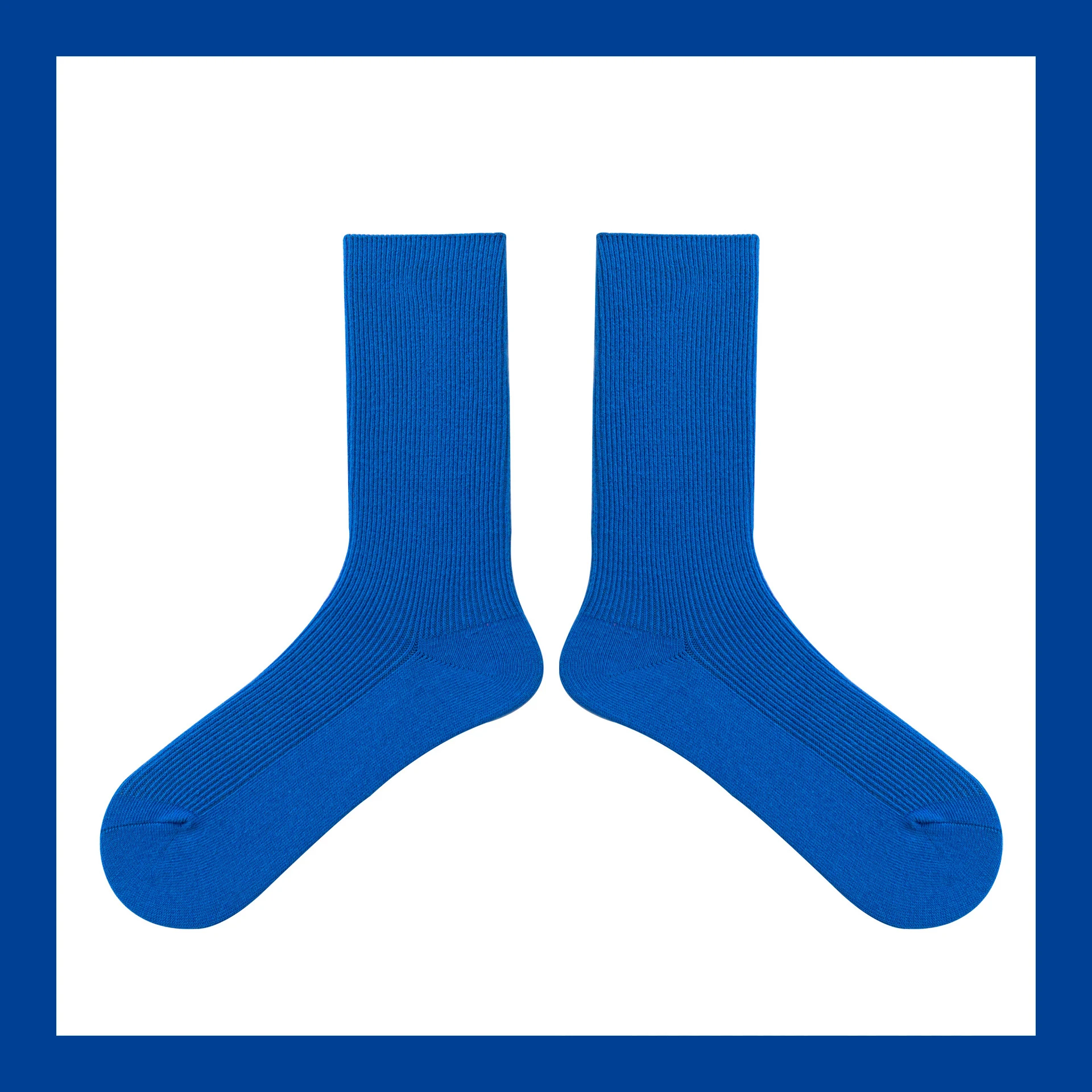 Casual colorful solid colors soft breathable girl tube socks klein blue knitted cotton ankle women socks