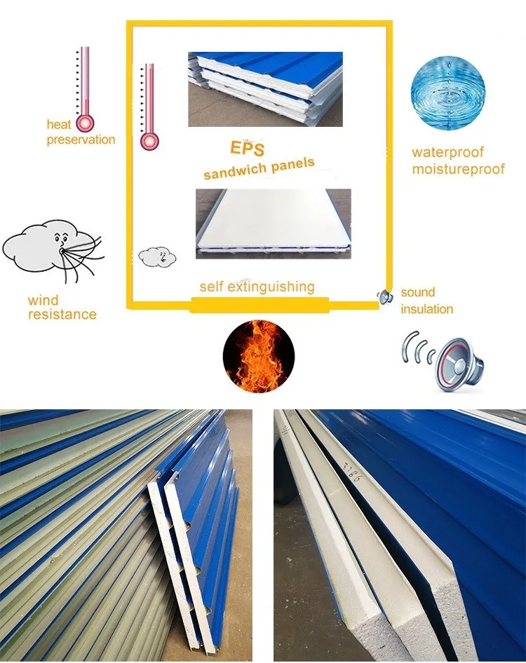 Precast House Concrete EPS Foam Color Steel Sandwich Panels
