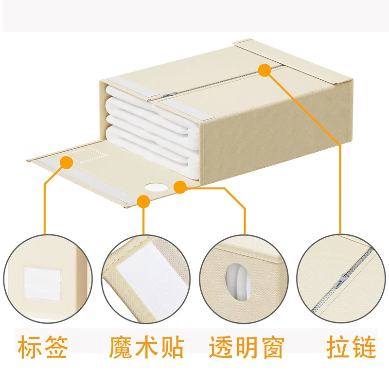 Foldable Storage Bed Sheet Organizer Sheet Set Organizer Linen Closet Container for Bedding Sheets with Circle Window and Label