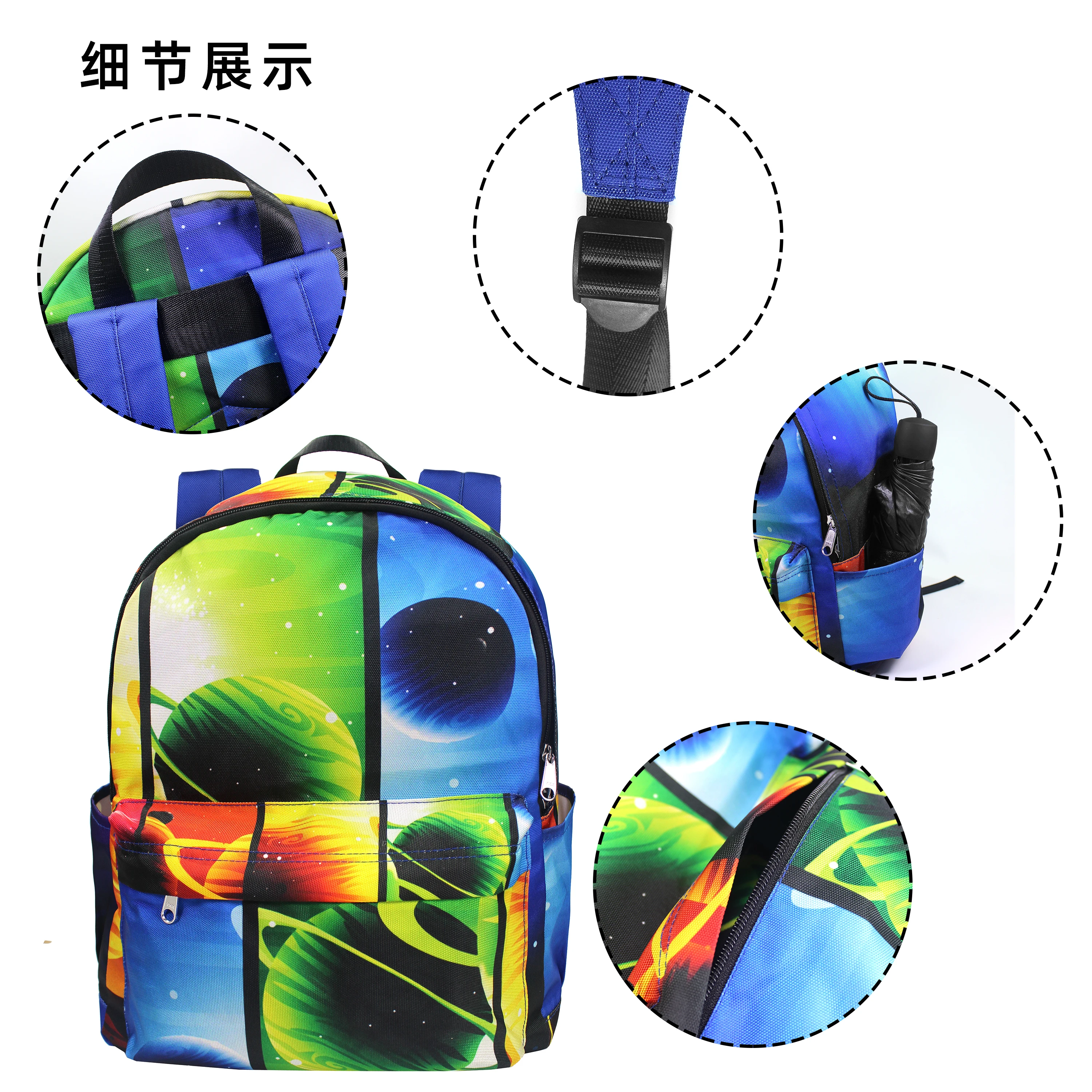 Outdoor casual three pieces set backpack bag with portable picnic bag and pencil case can be printed logo