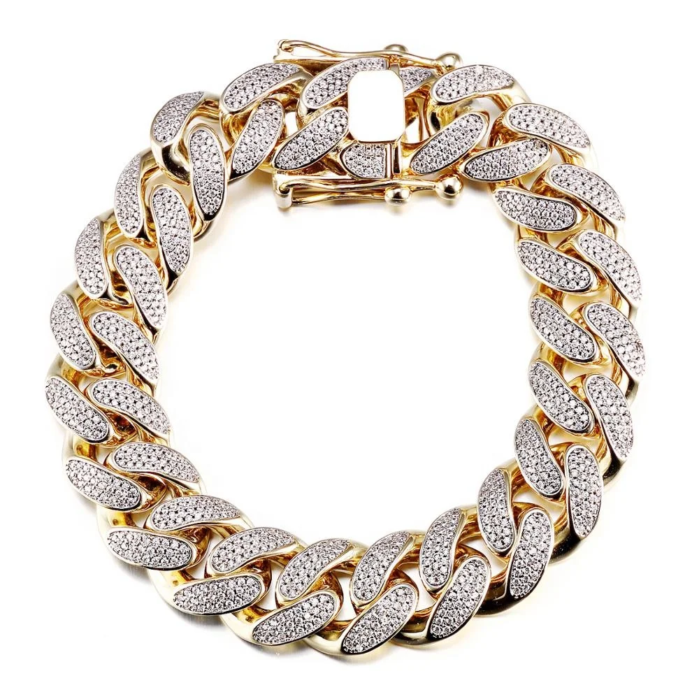 Jasen Jewelry  hot selling Rainbow Oval Pattern cuban Key Chain Bracelet For Hip Hop style  for man