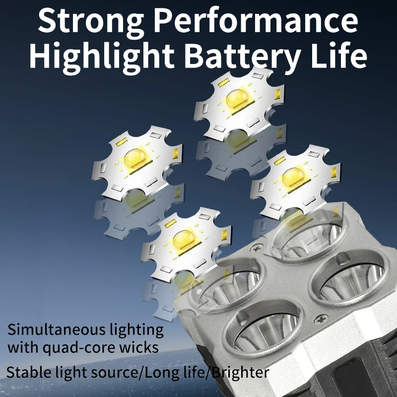 USB Rechargeable Ultra Bright Torch light 4 Modes Searchlight 5 led light flashlight