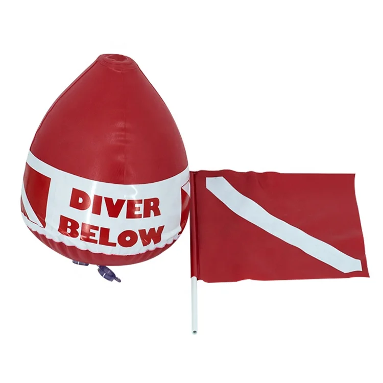 Water Sport Diver Safe PVC Material Red Spearfishing Diving Float Buoy With Flag Diving Accessories