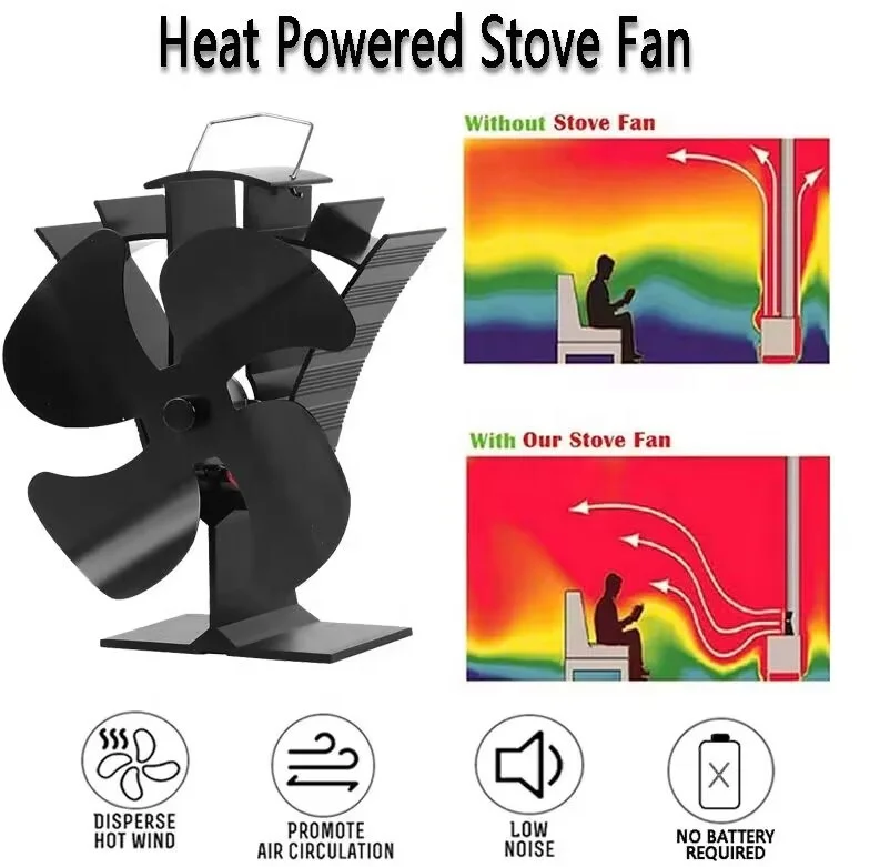 2023 Voda High Quality Eco fan  Fireplace Stove Fan Heating Heater Powered Stove Fan