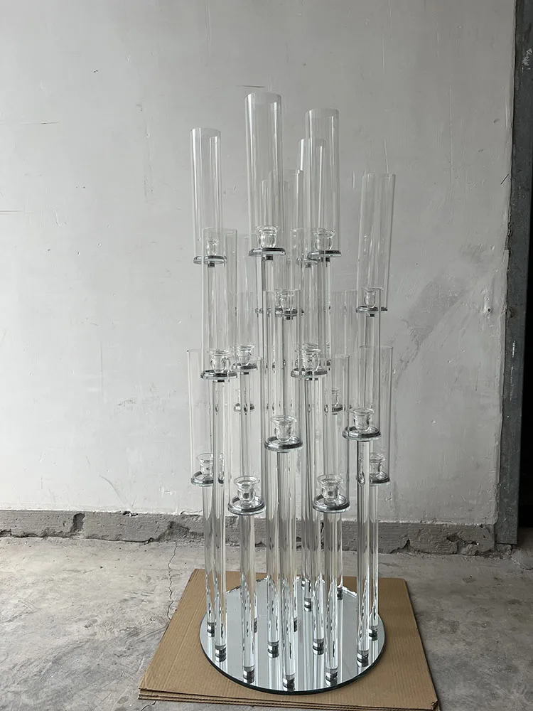 MH-TZ0571 20 Arms glass vase tube candle holder Tall Crystal Candelabra For Wedding Home Decoration candelabra