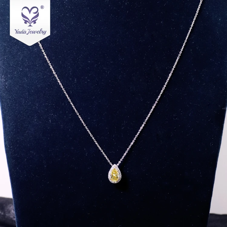 yadis 925 sliver 18k Gold Plated Pear Crushed Ice cut yellow moissanite pendant necklace fine jewelry necklaces