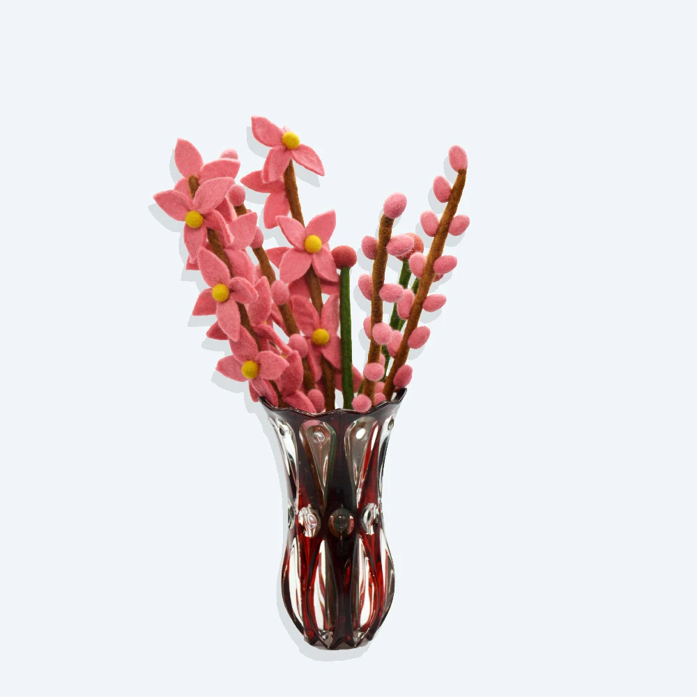 High-Quality Handcrafted Wool Felt Flowers and Leaves for DIY Crafts and Home Decoration from Nepal.