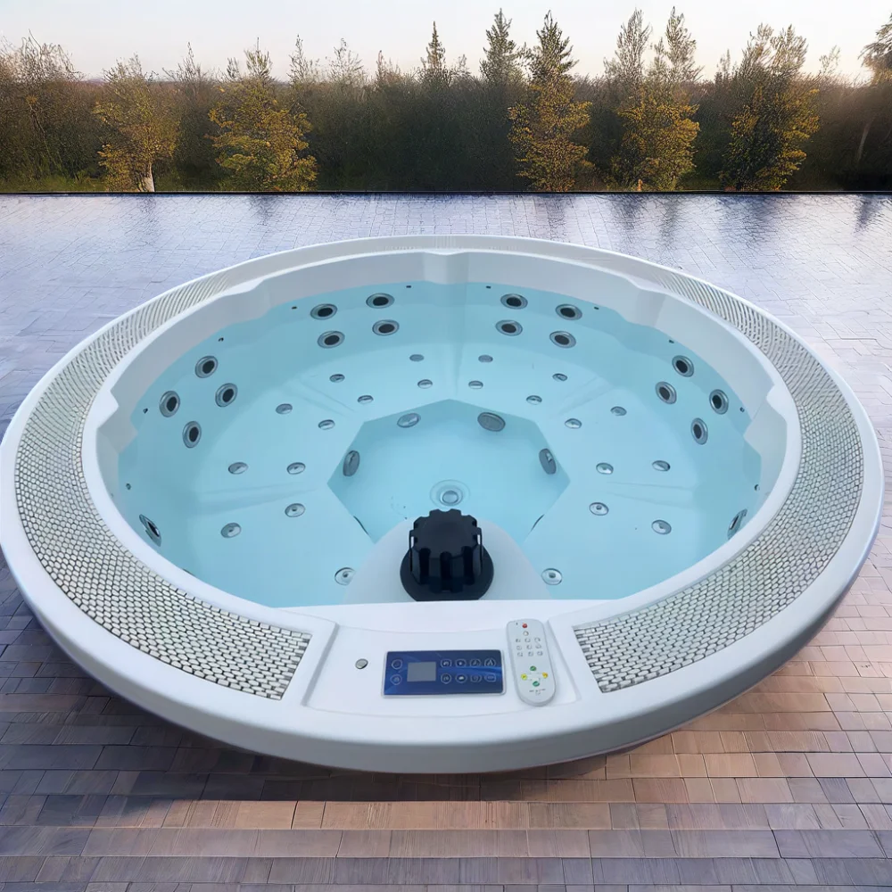 Outdoor thermostatic SPA whirlpool manufacturers direct sales of acrylic light luxury round bath hotel special accommodation