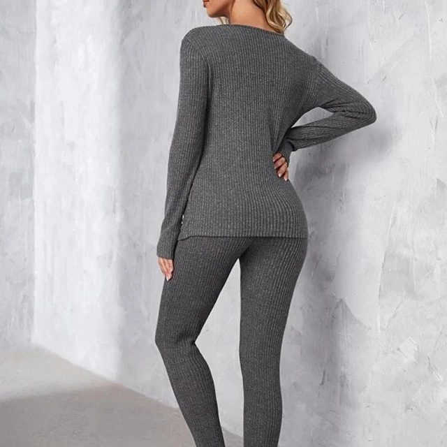 Maternity ribbed knit lift Care top and leggings pajamas comfortable casual set for women