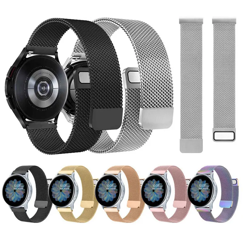 20mm 22mm Stainless Steel Band For Samsung Galaxy Watch 42mm 46mm Milanese Metal Magnetic Smart Watch Strap For Samsung Active 2