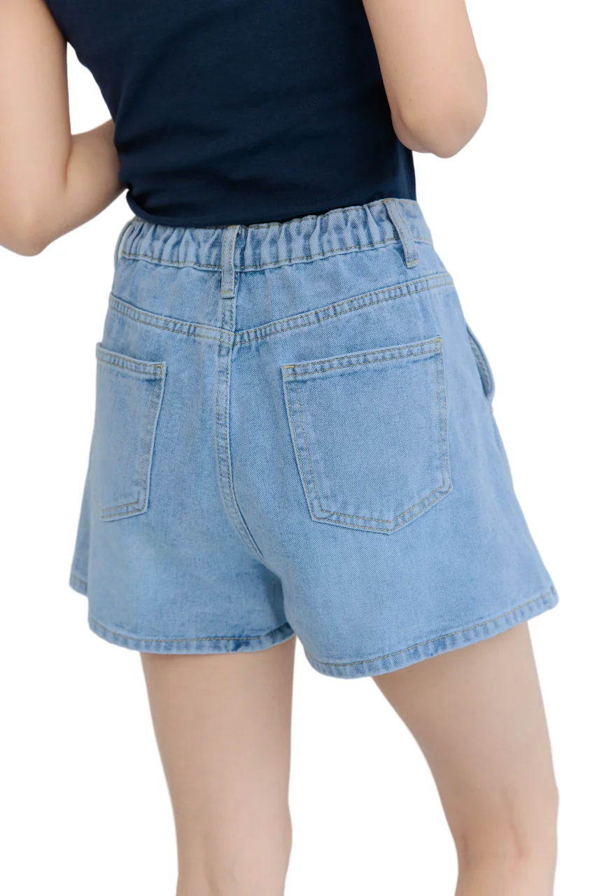 Summer Hot Sale Short Jeans Elastic Waistband Back A Line Shorts Denim Jeans For Women
