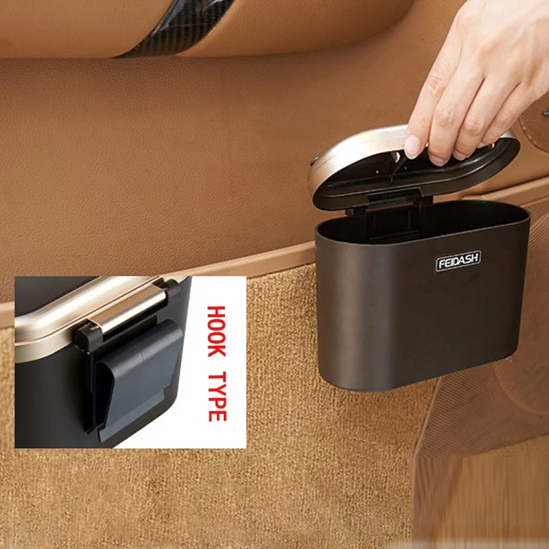 0.8L Car Trash Can  Mini Auto Car Vehicle Garbage Rubbish Bin Dust With Double Cover Trash Rubbish Can
