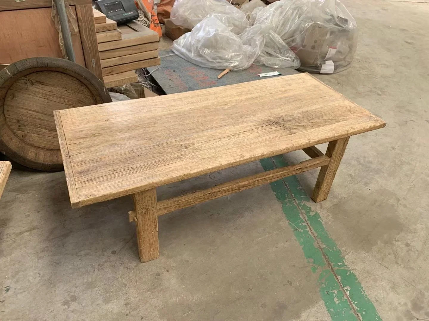 Chinese antique vintage rustic natural original recycled elm slab wood outdoor bench