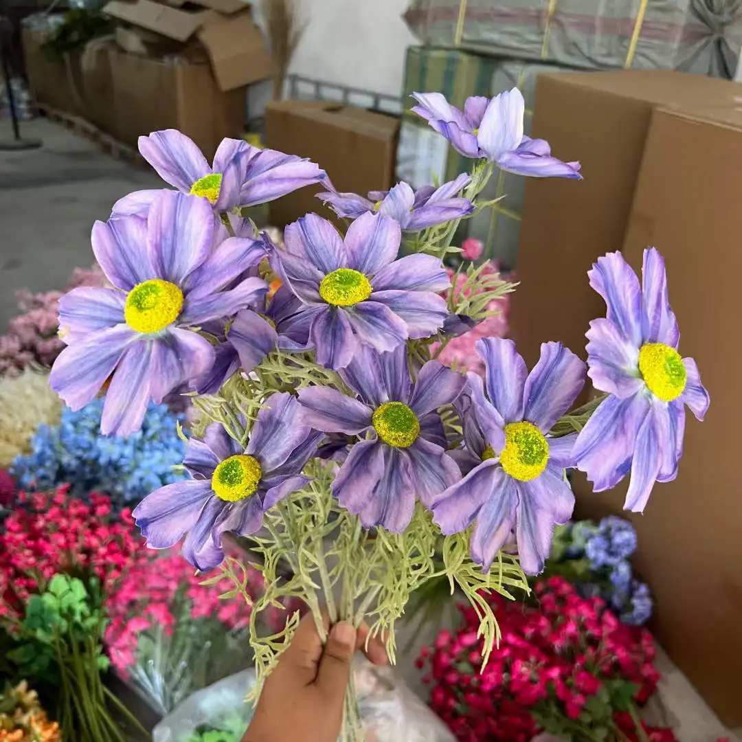cheap galsang flowers for sale flocking artificial daisy flowers for wedding and event decorations decorative daisy flowers