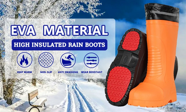 Light Weight Waterproof Warm Labor Protection Outdoor Activities Winter Cold Weather Wear Eva Rain Boots