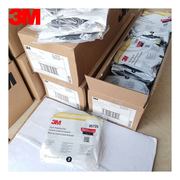 3M 05725 Perfect-It 8 inch Hook & Loop Black Waffle Foam Single Sided Buffing Polishing Pad For Refining Scratches