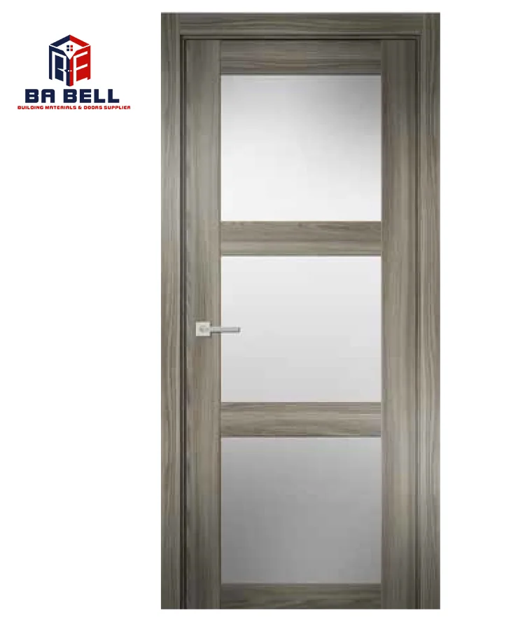 Foshan Door  Modern Design Wood Veneer Mdf Timber Door  Glazed Glass Toilet  Composite Interior Doors