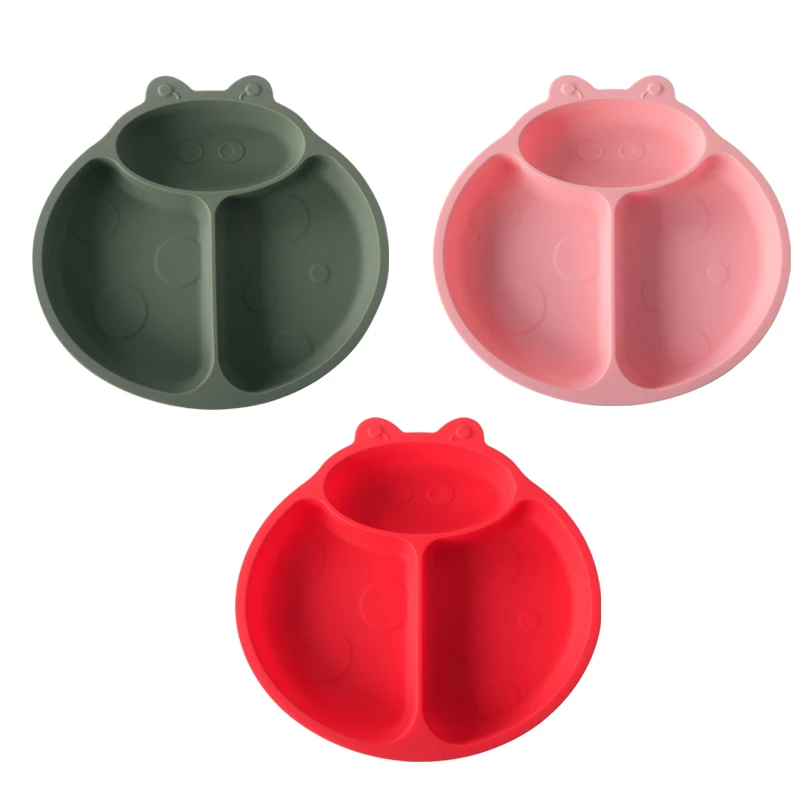 Leatchliving BPA Free Silicon Food Grade Suction Plate Ladybird Shape Custom Logo