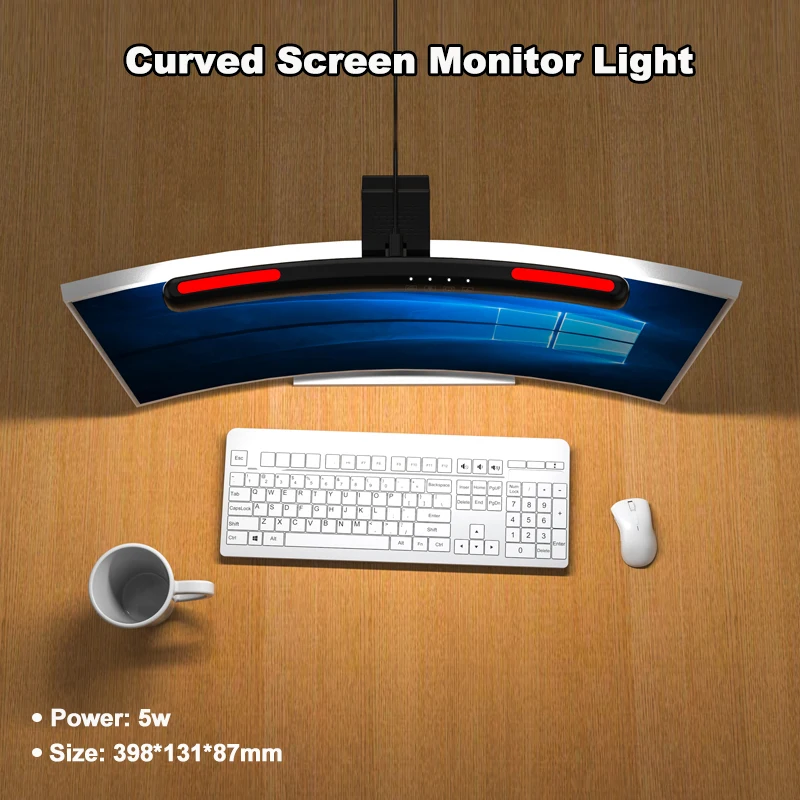 Curved Screenbar Monitor Light 3-Mode 7 Color Backlight Office Gaming Computer Lamp Desktop Led Screen Bar Hanging Light