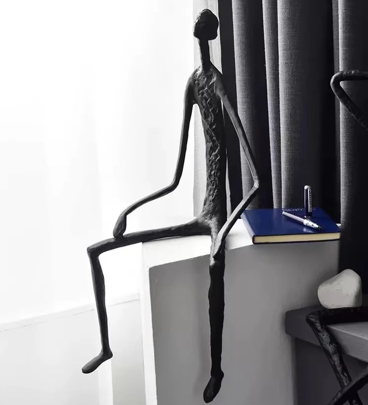 Abstract artwork gallery rustic man sculpture black luxury household decoration home office decor nordic accessory metal statue