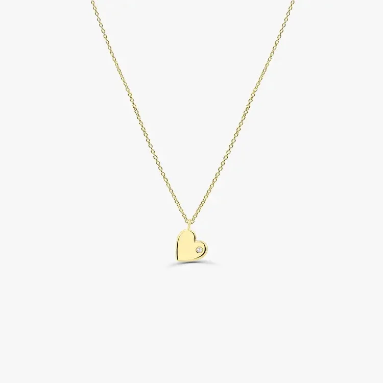 elegant rose gold plated 925 Sterling silver diamond heart pendant necklace for women