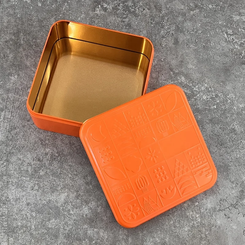 Black Red Orange Silver Blue Festival Holiday tinplate box for gift candy cookie mooncake Egg Yolk Pastry tin packaging box