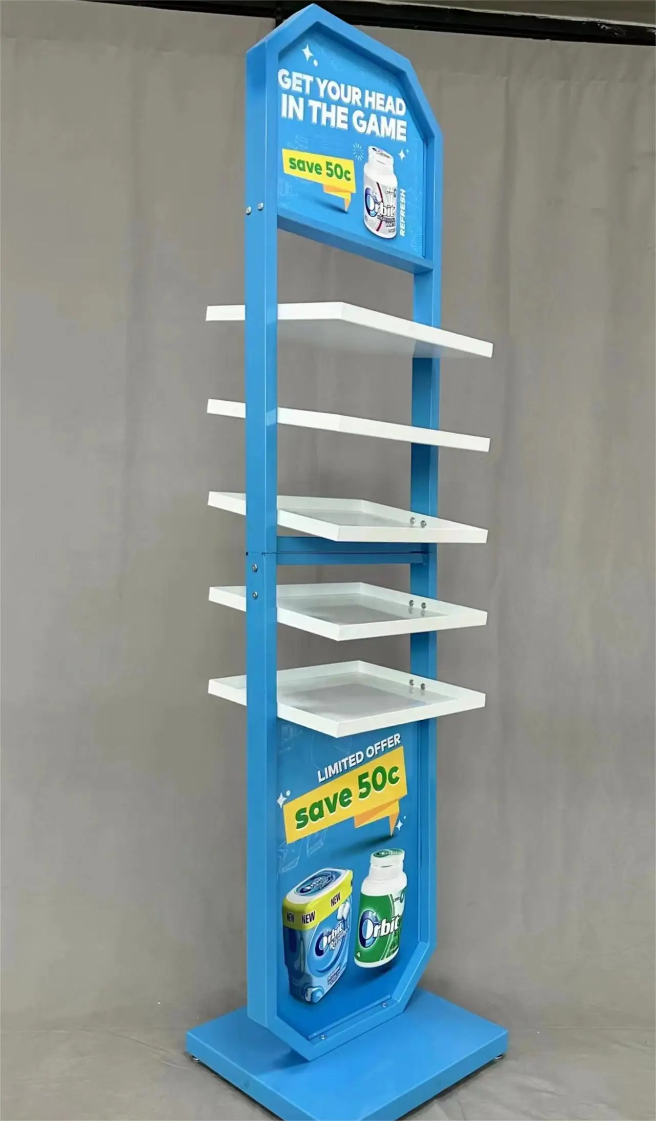 Hot Selling 4 Tiers Retail Cardboard Display Racks Floor Shelf Stand for Snacks