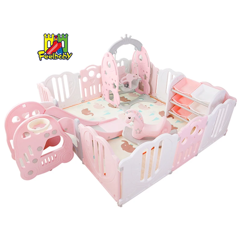 Feelbaby new design indoor plastic kid play yard baby folding playpen