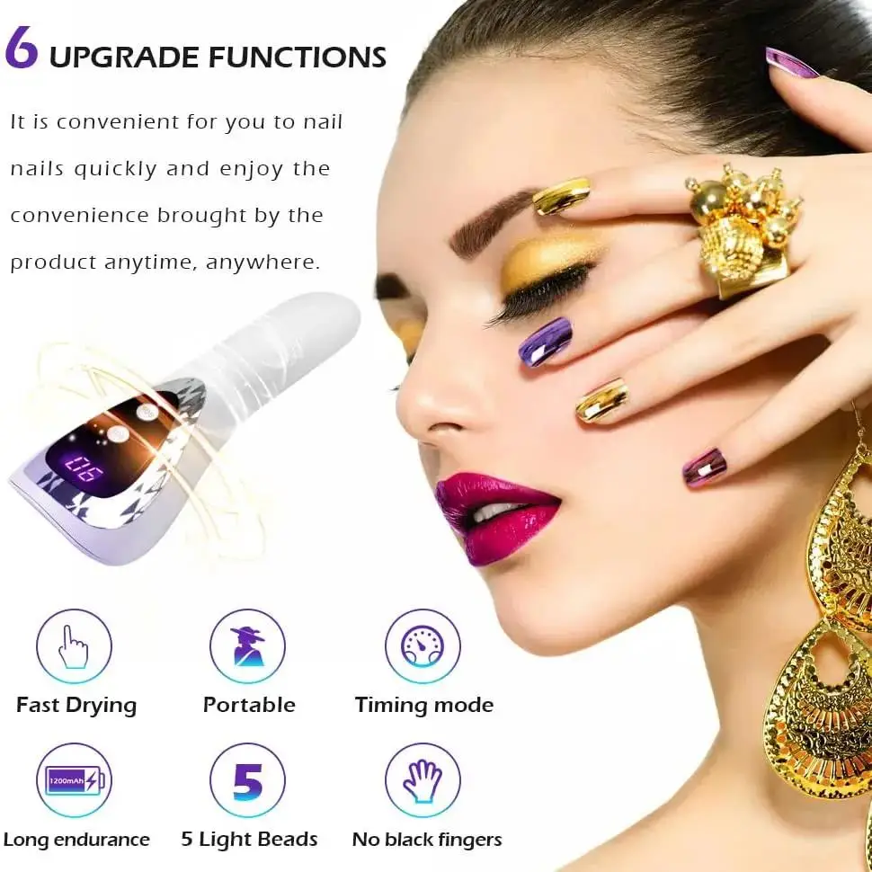 Handheld UV LED Lamp For Nails Drying Lamp Rechargeable Mini Manicure Lamp Nail Dryer  Portability Nail Art Tool