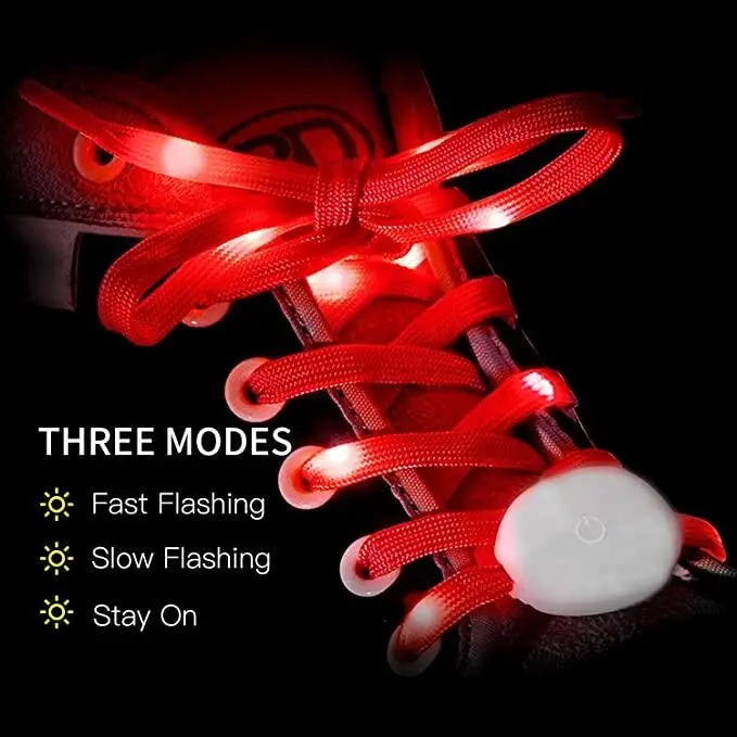 White Shoelaces Light Up Running Shoe laces Nylon 3 Modes 7 Colors flashing Shoestrings LED Light Up Shoelaces for Night Party
