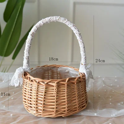 Natural handmade rattan flower basket crafts flower shop flower arrangement portable gift basket