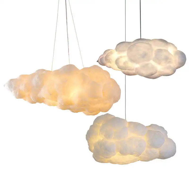 Led Hanging Modern Nordic Lamp White Cloud Chandelier Light for Indoor Living Room Dining Room